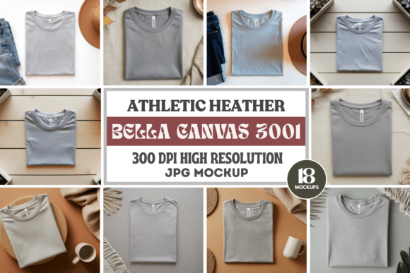 Bella Canvas 3001 Folded Mockup Bundle: Graphics for Product Mockups