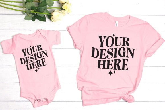 Bella Canvas Mommy and Me Pink Mockup: Graphics for Product Mockups