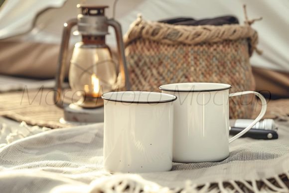Camping White Mugs Mockup: Graphics for Mugs Amp