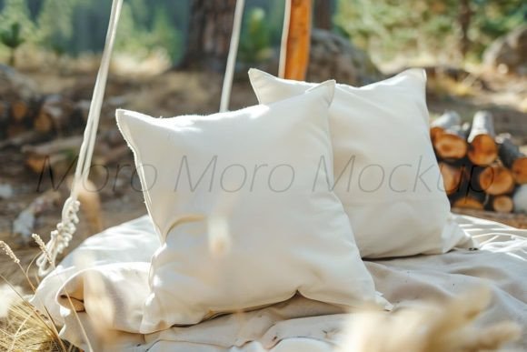 Camping White Pillows Mockup: Graphics for Pillows Amp