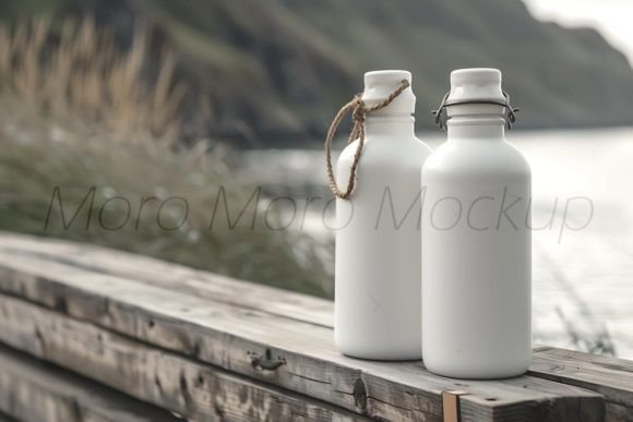 Camping White Water Bottles Mockup Review