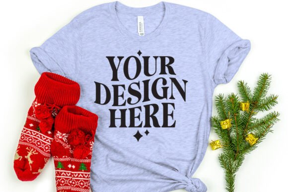Christmas Bella Canvas 3001 Mockup Blue: Graphics & Product Mockups