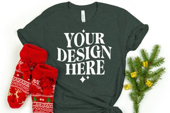 Christmas Bella Canvas 3001 Mockup Fores: Graphics & Product Mockups
