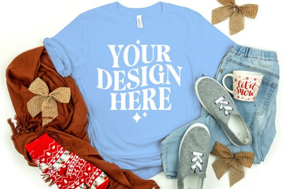 Christmas Bella Canvas 3001 Mockup Ocean: Graphics for Product Mockups