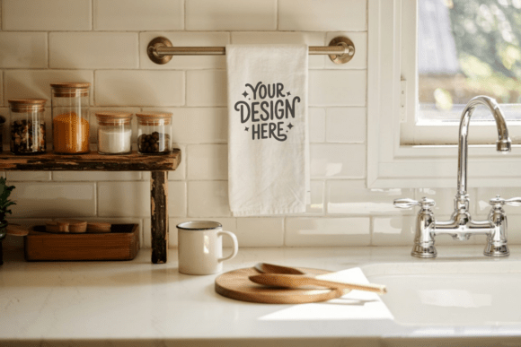 Christmas Kitchen Towel Mockup 8: Graphics & Product Mockups