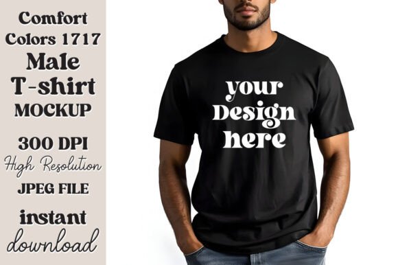 Comfort Colors 1717 Black Men Mockup 33: Graphics & Product Mockups