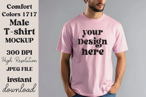 Comfort Colors 1717 Blossom Men Mockup for Graphics & Product Mockups