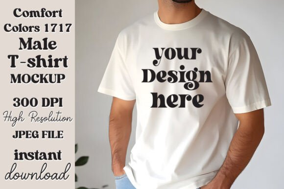Comfort Colors 1717 Ivory Men Mockup 33: Graphics & Product Mockups