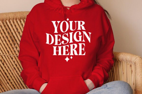 Gildan 18500 Hoodie Red Mockup: Graphics & Product Mockups