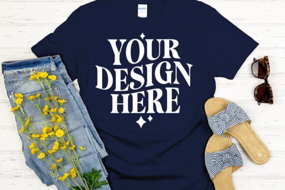 Gildan 64000 Mockup Navy: Graphics for Product Mockups