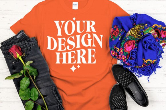 Gildan 64000 Mockup Orange: Graphics for Product Mockups