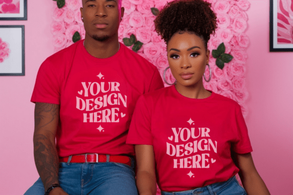 Valentine's Couple Shirt Mockup 19: Graphics & Product Mockups