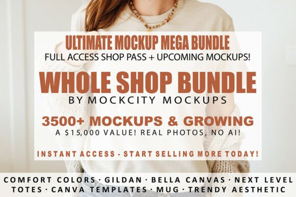 Whole Shop Mockup Bundle: 3500 Graphics & Product Mockups